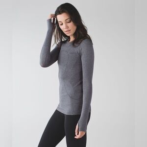 Lululemon Swiftly Tech Long Sleeve Heathered Black Gray sz 8